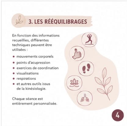 Illustration sur les rééquilibrages et les techniques personnalisées en kinésiologie